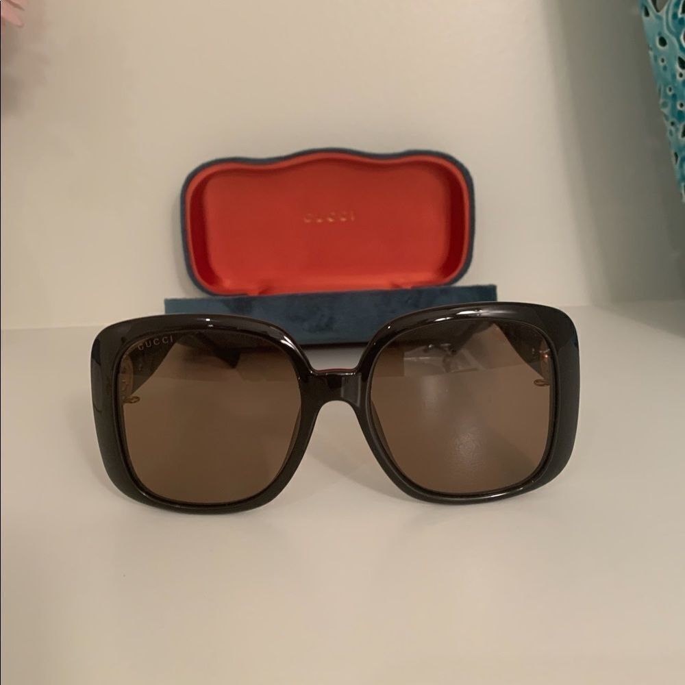 Gucci GG1029SA Black/Brown Oversized Sunglasses, Great Condition